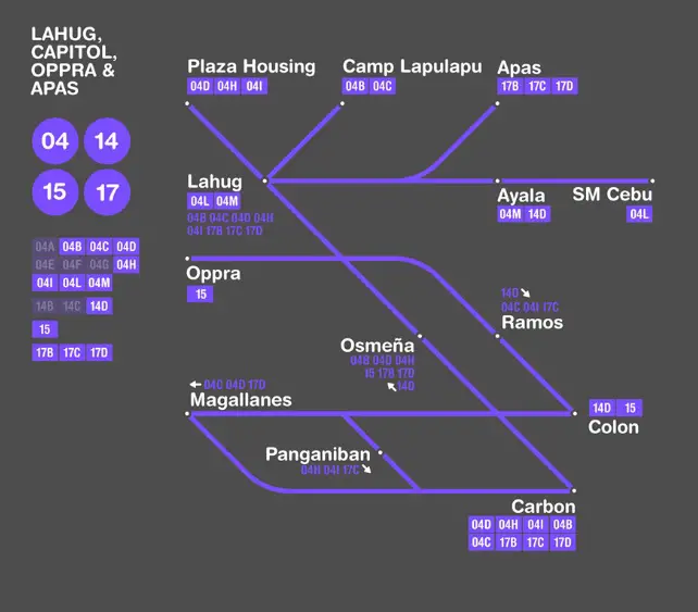 Apas, Lahug, Camp Lapu Lapu, Plaza Housing, Oprra Route Map