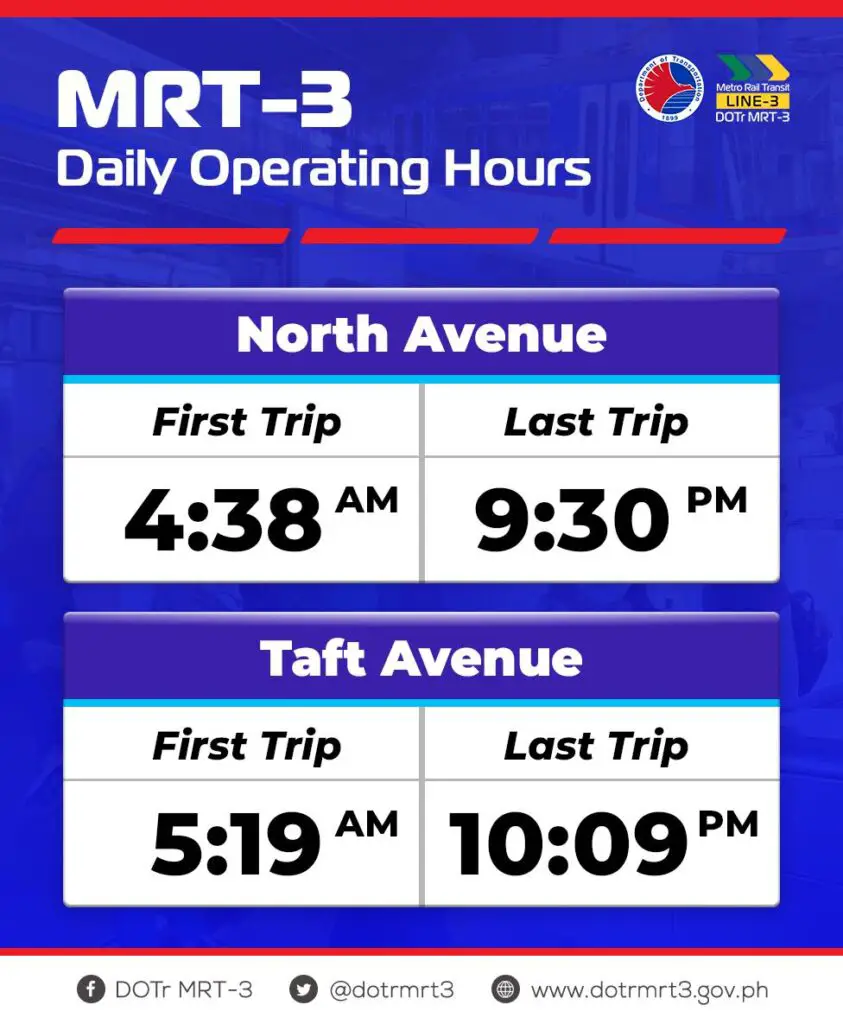 MRT 3 Schedule | MRT Train Station List | First and Last Trip | 2023